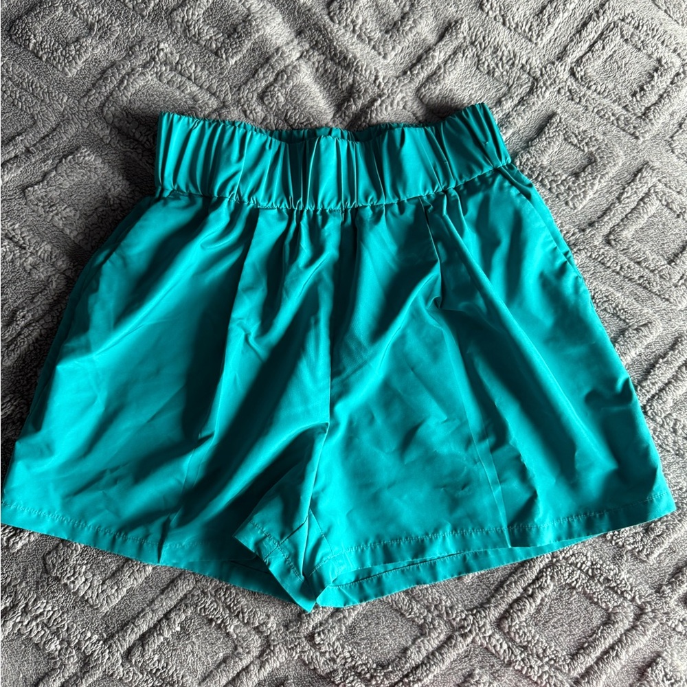 Express Blue High Waist Shorts with Elastic Waistband